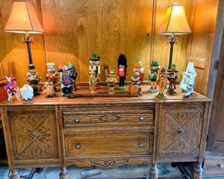 Collection of Steinbach Nutcrackers, MCM Carved Buffet
