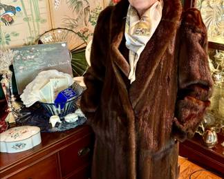 Full length fur mink coat.  