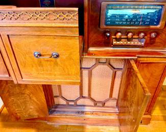 Radio, turntable cabinet.