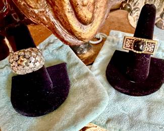 Dian Malouf sterling and 14k rings