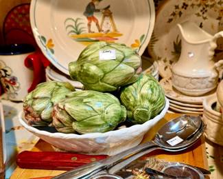 Italian ceramic artichokes.