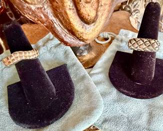 Dian Malouf sterling and 14k gold rings