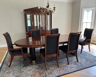 Dining Table w/ 2 Leaves, 6 Chairs & Breakfront, Carpet