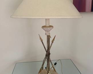 Vintage French Arrow & Tassel Lamp w/ Marble Base