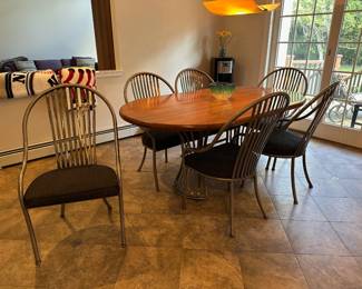Shaver & Howard Dining Table w/ 6 Steel Chairs