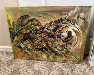 Signed Abstract  - Oil on Canvas