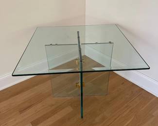 1970's Leon Rosen for Pace Collection Glass & Brass End Table