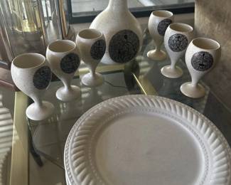 Caraf and glasses with native American art