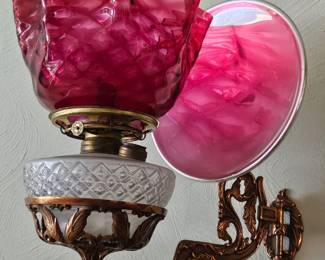 Cranberry Glass Wall Sconce Lamp