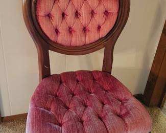 Victorian Walnut Parlor Chair with Tufted Upholstery
