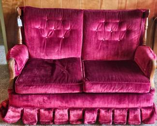 Loveseat, Rocking, Cranberry Velour Upholstery