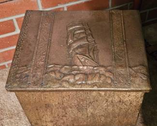 Brass-Clad Antique Wood Box