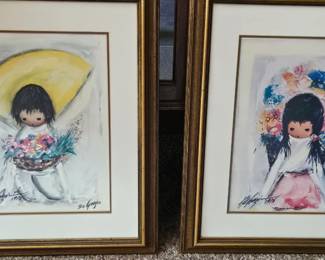 DeGrazia Flower Boy and Flower Girl, Both Double Signed