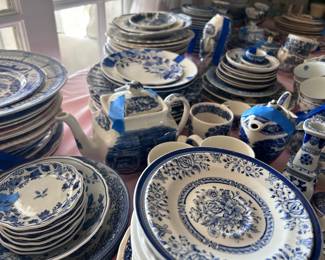 Blue and white China set