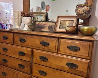 Dresser with mirror and home decor 