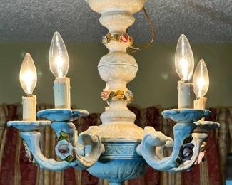 Vintage "Capodimonte-Style" 6 Lamp, Ceiling Light. Available for Picking up Saturday Afternoon.
