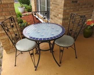 Wrought Iron 5 Piece Mosaic Bistro Patio Table Set