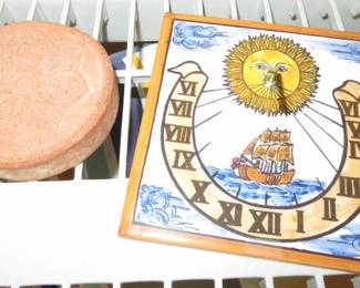 Wall Mount Hand Painted & Signed Ceramic Tile Sundial