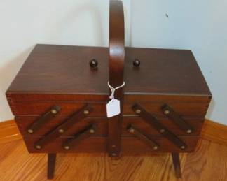 Vintage Accordion Style Sewing Box