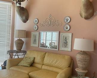 Leather sofa and footrest