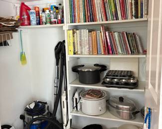 Vacuums, household supplies, cookbooks