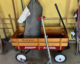 Radio Flyer Wagon, kid's scooter, tent