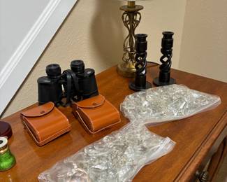 Binoculars, chandelier crystals
