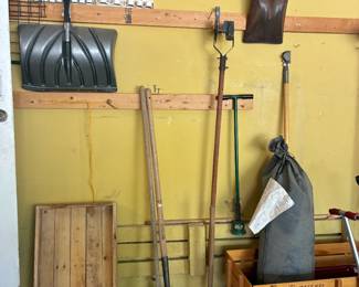 Shovels, kid's wagon, tent