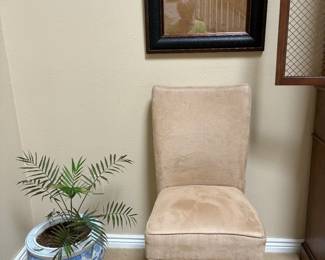 Art work, Suede dining chairs (4)