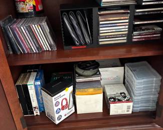 CD's, DVD's, headphones, empty cases