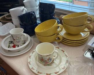 Dansk cups and saucers, Royal Doulton child's dishes
