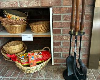 Fireplace tools, baskets