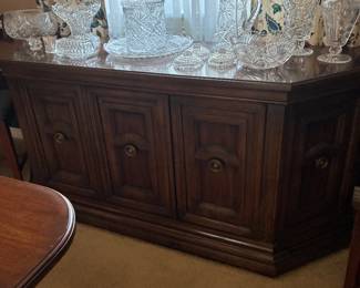 Buffet, cut glass serving pieces