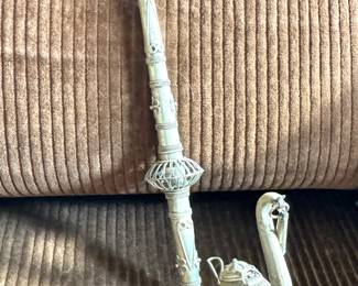 Elephant Form Hookah Pipe Cast Metal Decorative Tobacco Water Pipe Sculpture, $125
