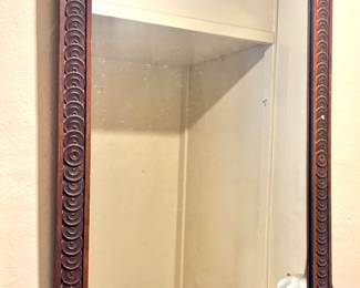 Victorian Carved Wood Mirror with Crest | Eastlake Wall Mirror, $150