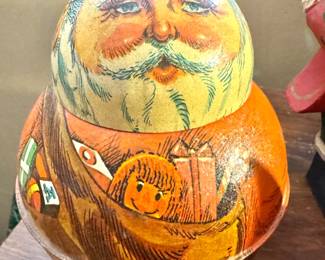 Hand Painted Santa Christmas Decoration, $25