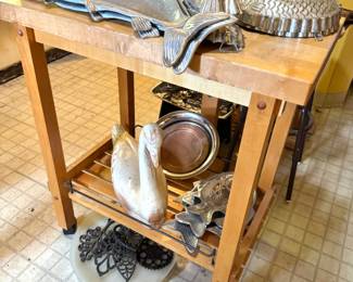 Rolling Butcher-Block Kitchen Cart, $125