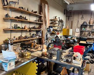 Woodworking Shop Interior with Machinery, Hand Tools & Artisan Equipment