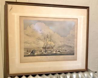 South Sea Whale Fishery Engraving Print, $60