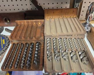 Antique Drill Sets with Wooden Storage - $30 ea