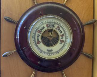 Nautical Ship Wheel Wall Barometer, $25