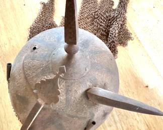 19th Century Indo-Persian Khula Khud Steel Helmet with Chainmail, $1450