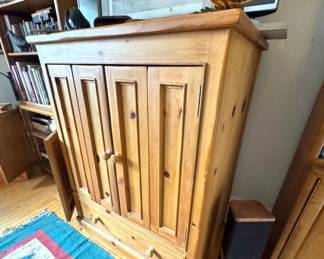 TV Armoire Rustic Pine Media Cabinet with Storage Drawer, $250.
