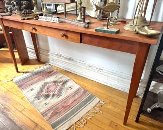 Cherry Console Table with Drawer and Tapered Legs, $300