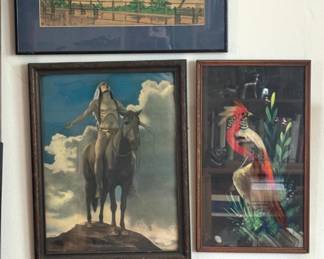 Native American imagery, wildlife art, and folk art. $40-$50 ea