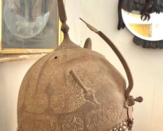 19th Century Indo-Persian Khula Khud Steel Helmet with Chainmail, $1450