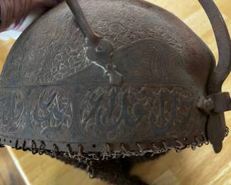 19th Century Indo-Persian Khula Khud Steel Helmet with Chainmail, $1450