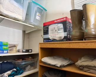 Rustic Storage Room with Vintage Clothing, Outdoor Equipment & Household Goods