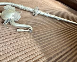 Elephant Form Hookah Pipe Cast Metal Decorative Tobacco Water Pipe Sculpture, $125