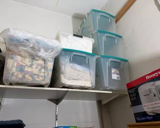 Estate Sale Utility Room Packed with Outdoor Apparel, Storage Bins & Vintage Accessories